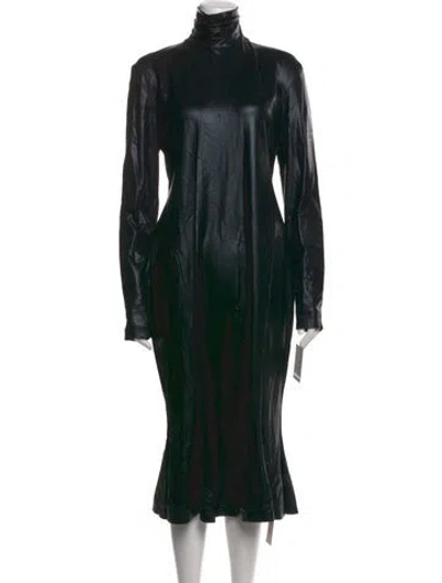 Pre-owned Norma Kamali Turtleneck Long Dress In Black