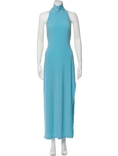 Pre-owned Norma Kamali Turtleneck Long Dress In Blue