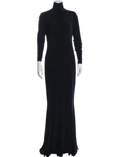 Pre-owned Norma Kamali Turtleneck Long Dress In Blue