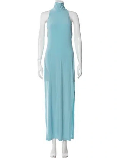 Pre-owned Norma Kamali Turtleneck Long Dress In Blue