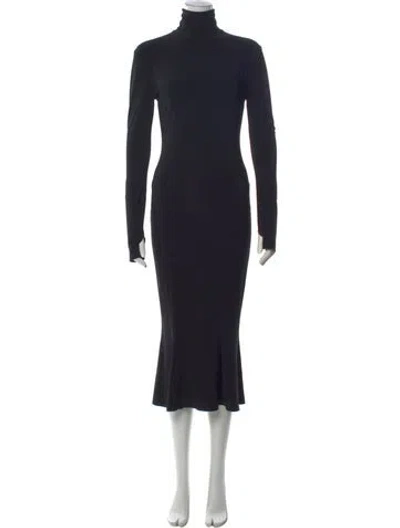 Pre-owned Norma Kamali Turtleneck Long Dress In Blue
