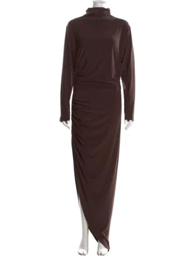 Pre-owned Norma Kamali Turtleneck Long Dress In Brown