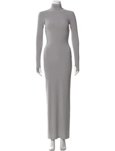 Pre-owned Norma Kamali Turtleneck Long Dress In Gray