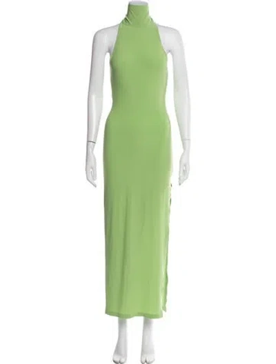 Pre-owned Norma Kamali Turtleneck Long Dress In Green
