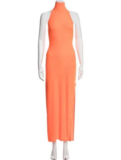 Pre-owned Norma Kamali Turtleneck Long Dress In Orange