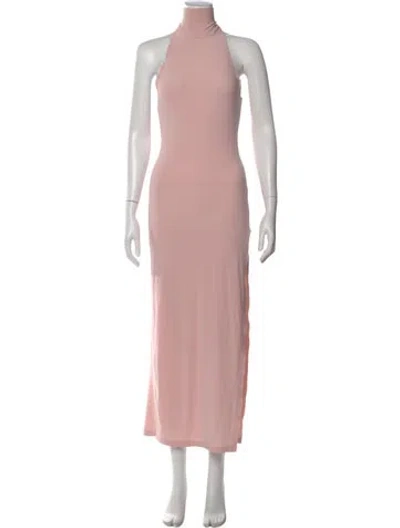 Pre-owned Norma Kamali Turtleneck Long Dress In Pink
