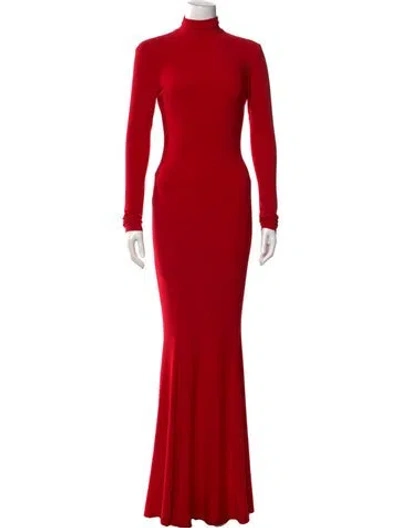 Pre-owned Norma Kamali Turtleneck Long Dress In Red