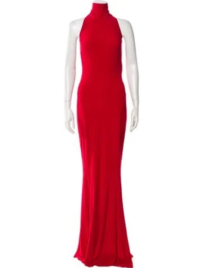 Pre-owned Norma Kamali Turtleneck Long Dress In Red