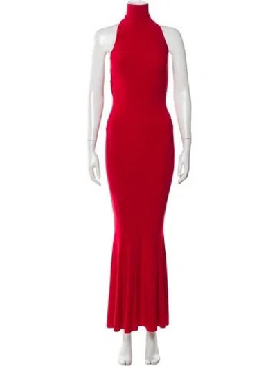 Pre-owned Norma Kamali Turtleneck Long Dress In Red