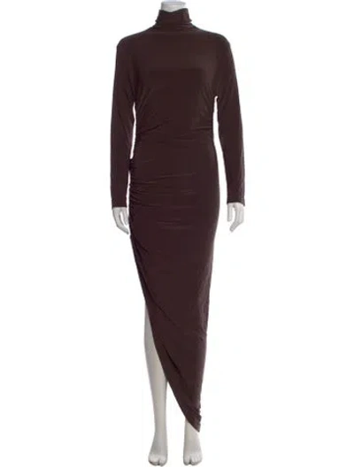 Pre-owned Norma Kamali Turtleneck Long Dress W/ Tags In Brown