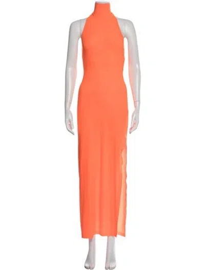 Pre-owned Norma Kamali Turtleneck Long Dress W/ Tags In Orange