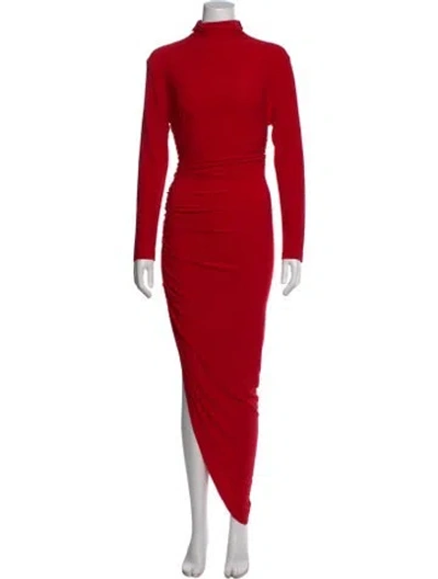 Pre-owned Norma Kamali Turtleneck Long Dress W/ Tags In Red