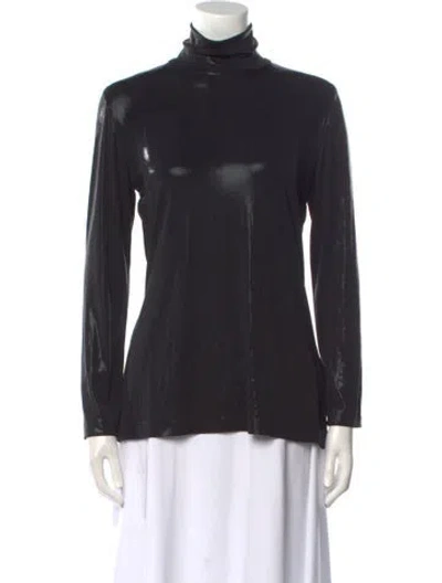 Pre-owned Norma Kamali Turtleneck Long Sleeve Blouse In Black