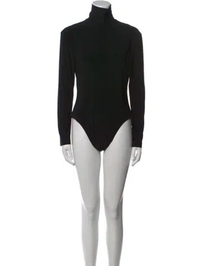 Pre-owned Norma Kamali Turtleneck Long Sleeve Bodysuit In Black