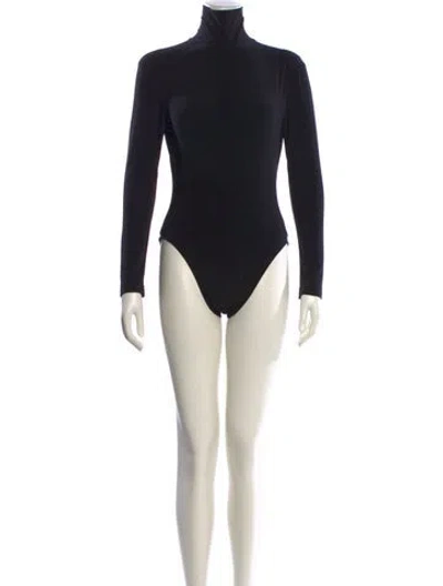 Pre-owned Norma Kamali Turtleneck Long Sleeve Bodysuit In Black
