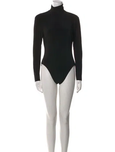 Pre-owned Norma Kamali Turtleneck Long Sleeve Bodysuit In Black
