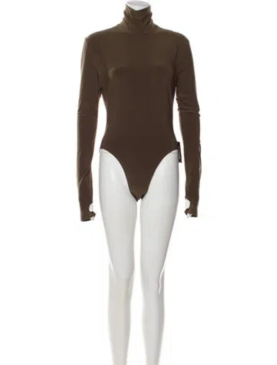 Pre-owned Norma Kamali Turtleneck Long Sleeve Bodysuit In Gray