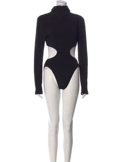 Pre-owned Norma Kamali Turtleneck Long Sleeve Bodysuit W/ Tags In Black