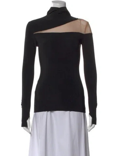 Pre-owned Norma Kamali Turtleneck Long Sleeve Top In Black