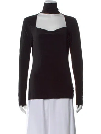 Pre-owned Norma Kamali Turtleneck Long Sleeve Top In Black