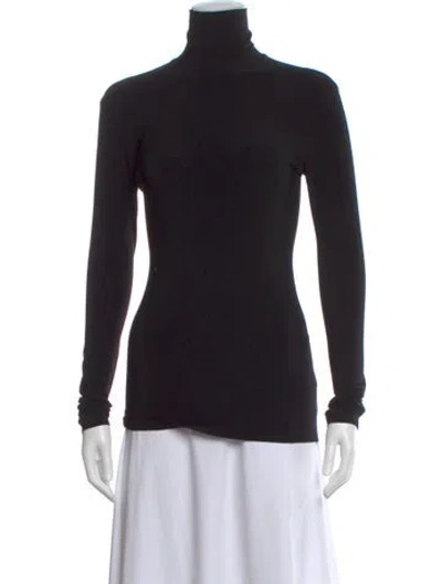 Pre-owned Norma Kamali Turtleneck Long Sleeve Top In Black