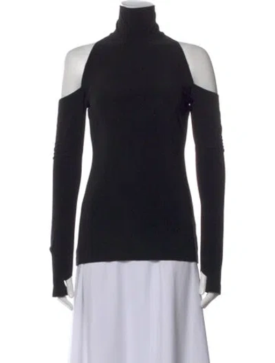 Pre-owned Norma Kamali Turtleneck Long Sleeve Top In Black