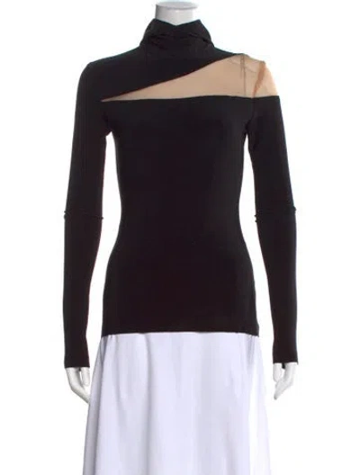 Pre-owned Norma Kamali Turtleneck Long Sleeve Top In Black