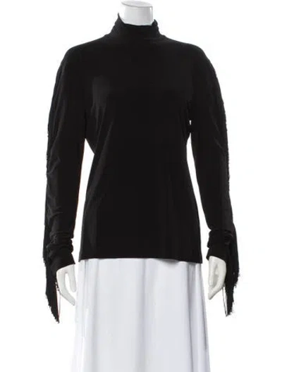 Pre-owned Norma Kamali Turtleneck Long Sleeve Top In Black
