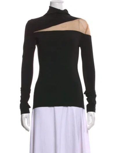 Pre-owned Norma Kamali Turtleneck Long Sleeve Top In Black