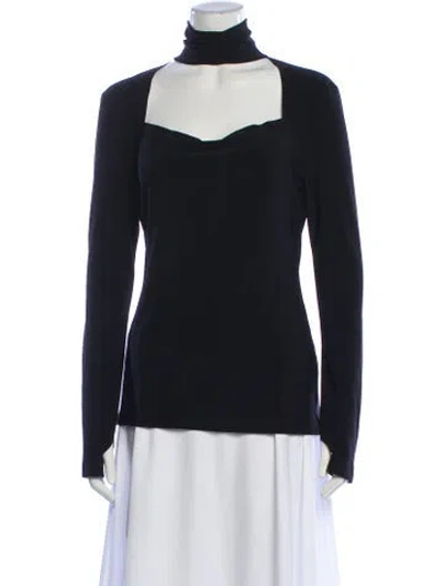 Pre-owned Norma Kamali Turtleneck Long Sleeve Top In Blue