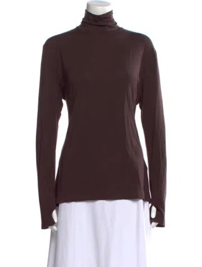 Pre-owned Norma Kamali Turtleneck Long Sleeve Top In Brown