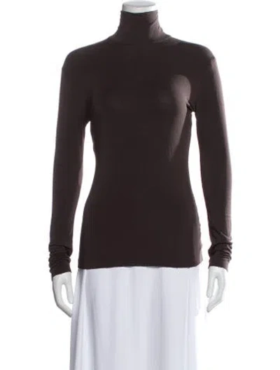 Pre-owned Norma Kamali Turtleneck Long Sleeve Top In Brown