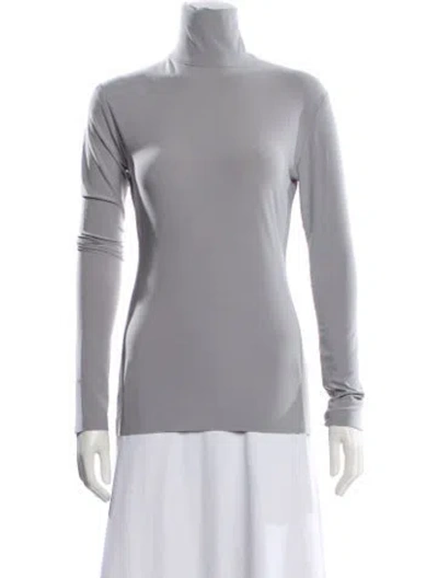 Pre-owned Norma Kamali Turtleneck Long Sleeve Top In Gray