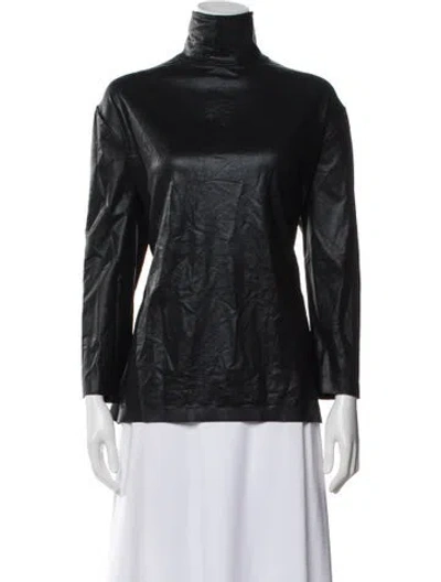 Pre-owned Norma Kamali Turtleneck Long Sleeve Top In Gray