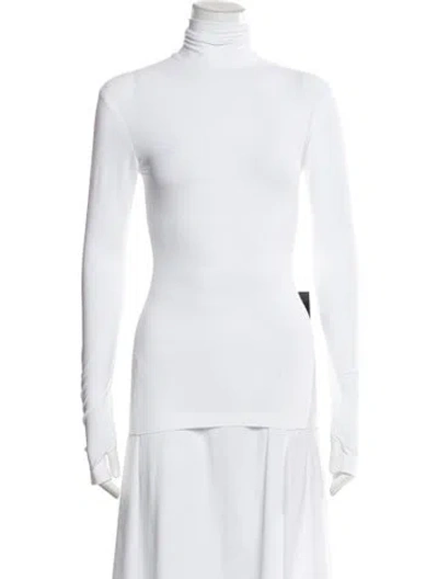 Pre-owned Norma Kamali Turtleneck Long Sleeve Top W/ Tags In White