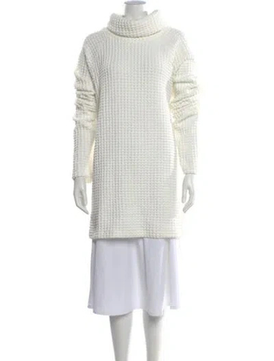 Pre-owned Norma Kamali Turtleneck Long Sleeve Tunic In White