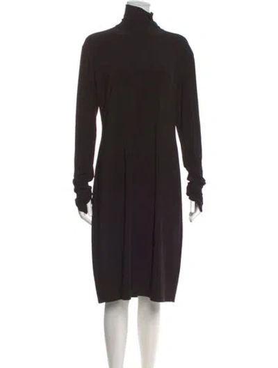 Pre-owned Norma Kamali Turtleneck Midi Length Dress In Black