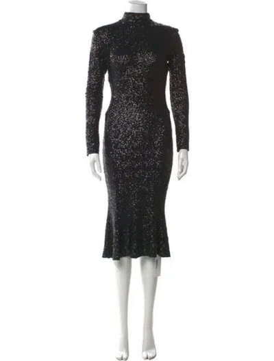 Pre-owned Norma Kamali Turtleneck Midi Length Dress In Black