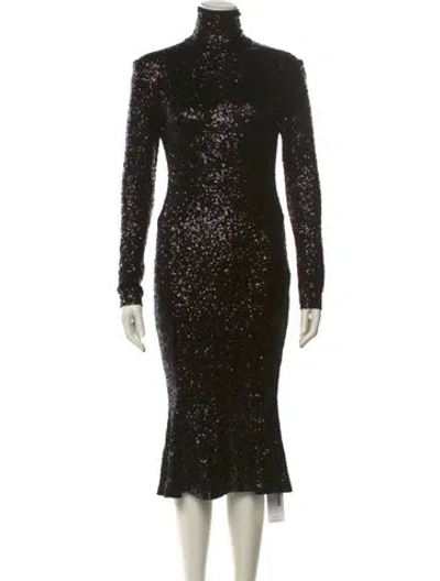 Pre-owned Norma Kamali Turtleneck Midi Length Dress In Black