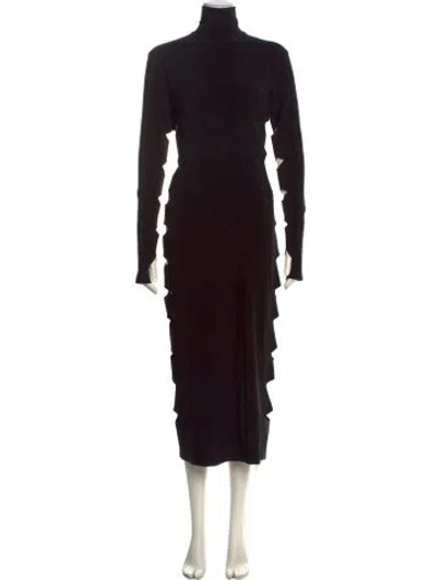 Pre-owned Norma Kamali Turtleneck Midi Length Dress In Black