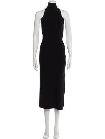 Pre-owned Norma Kamali Turtleneck Midi Length Dress In Black