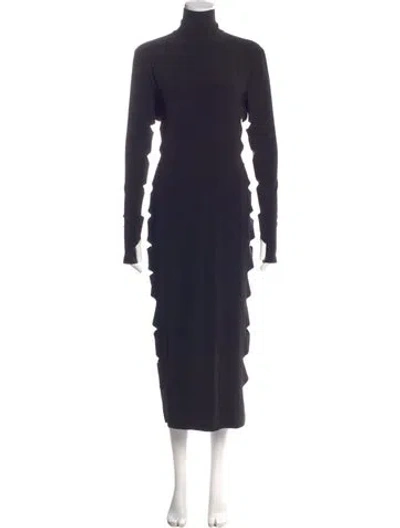 Pre-owned Norma Kamali Turtleneck Midi Length Dress In Blue