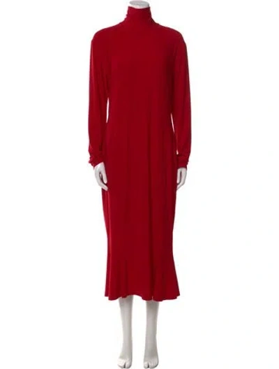 Pre-owned Norma Kamali Turtleneck Midi Length Dress In Red