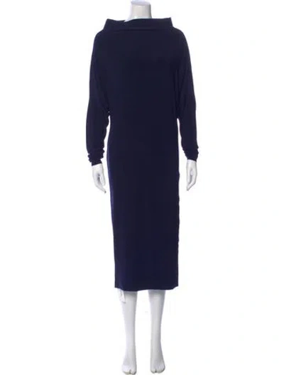 Pre-owned Norma Kamali Turtleneck Midi Length Dress W/ Tags In Blue