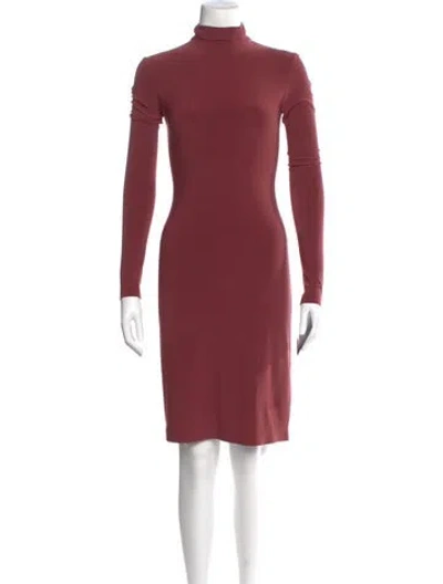 Pre-owned Norma Kamali Turtleneck Midi Length Dress W/ Tags In Burgundy