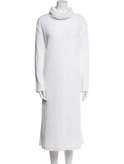 Pre-owned Norma Kamali Turtleneck Midi Length Dress In White