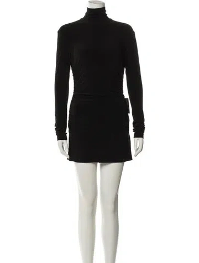 Pre-owned Norma Kamali Turtleneck Mini Dress In Black