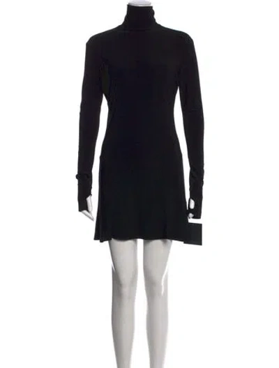 Pre-owned Norma Kamali Turtleneck Mini Dress In Black