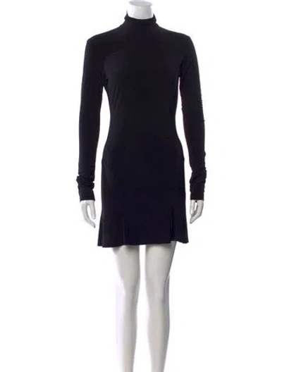 Pre-owned Norma Kamali Turtleneck Mini Dress In Black