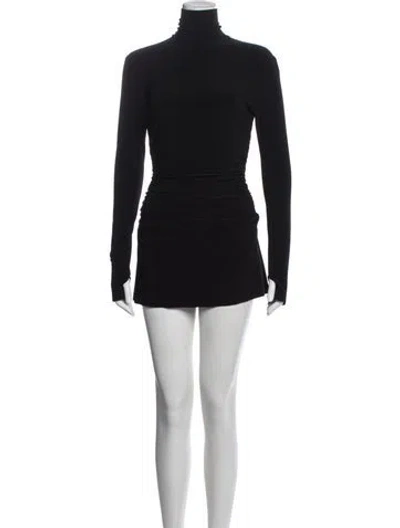 Pre-owned Norma Kamali Turtleneck Mini Dress In Black